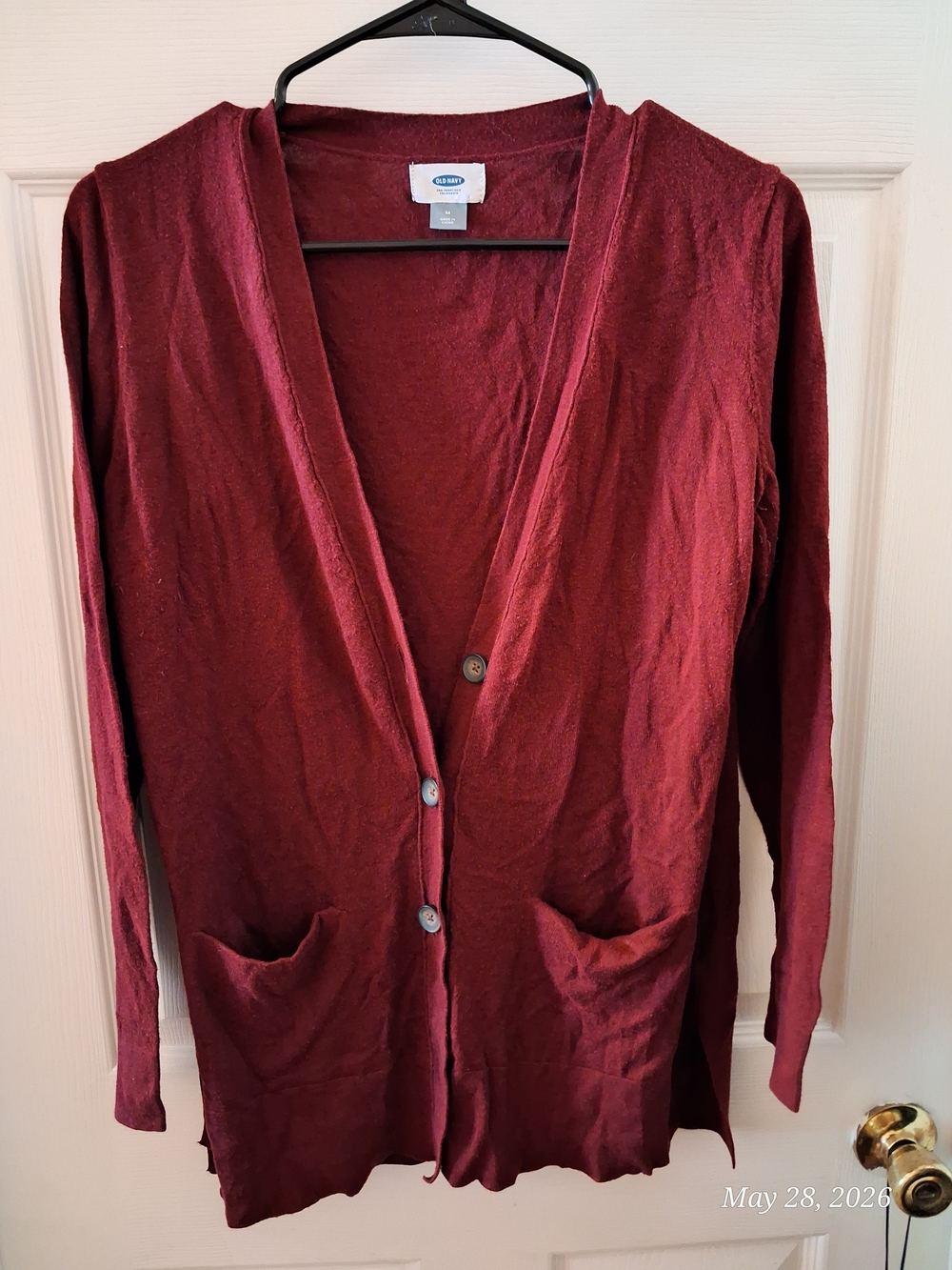 Old Navy Burgundy Knit Button-Front Cardigan
